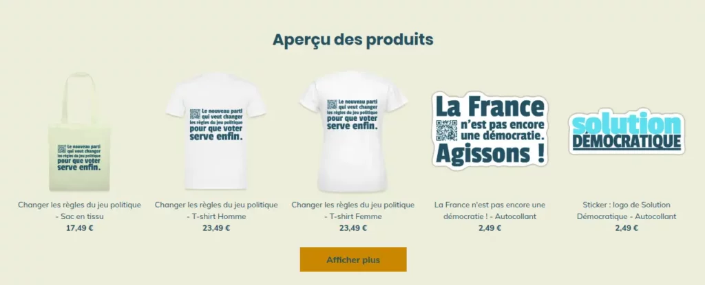 aperçu des tee shirts avec logo de solution démocratique