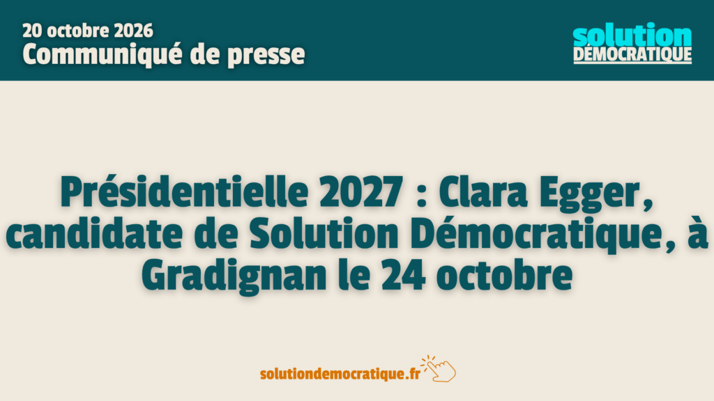 Présidentielle 2027 : Clara Egger, candidate de Solution Démocratique, à Gradignan le 24 octobre